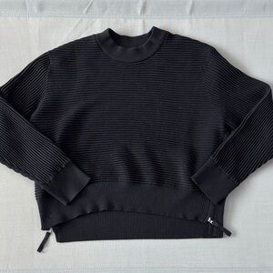 FLX Women’s M Black Ribbed Crew Neck Sweater with zipper sides